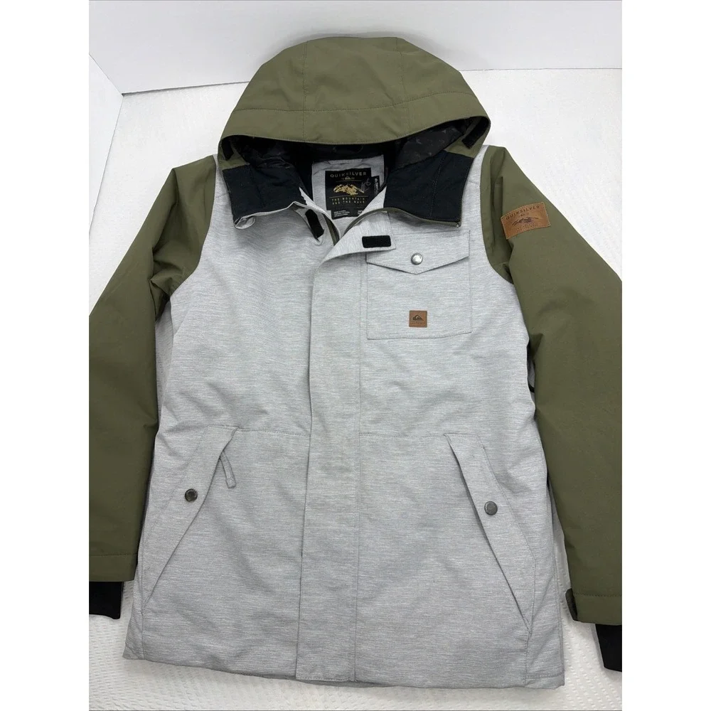 Quiksilver Ridge Youth XL Snow Jacket 10K DryFlight Gray Heather Olive EUC